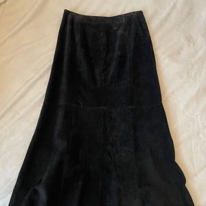 Long suede black skirt.